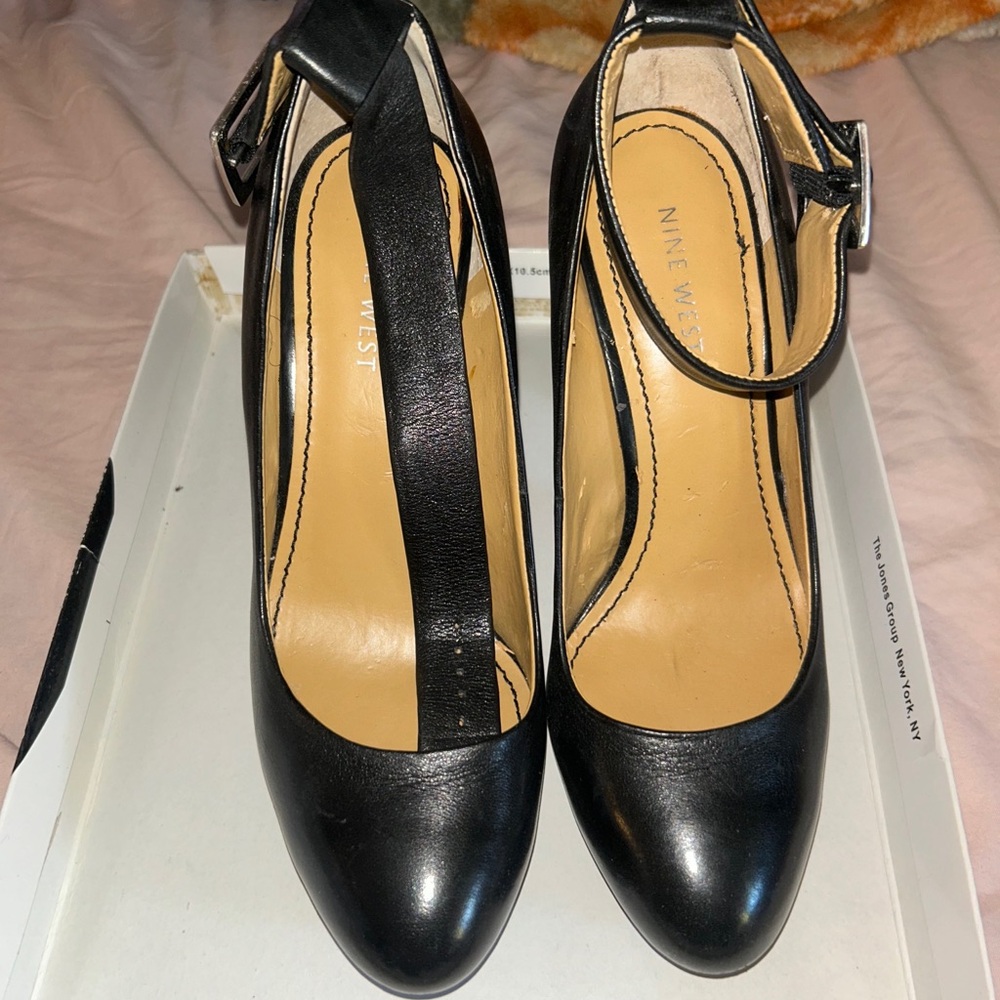 Nine West Black Heels with Ankle Strap